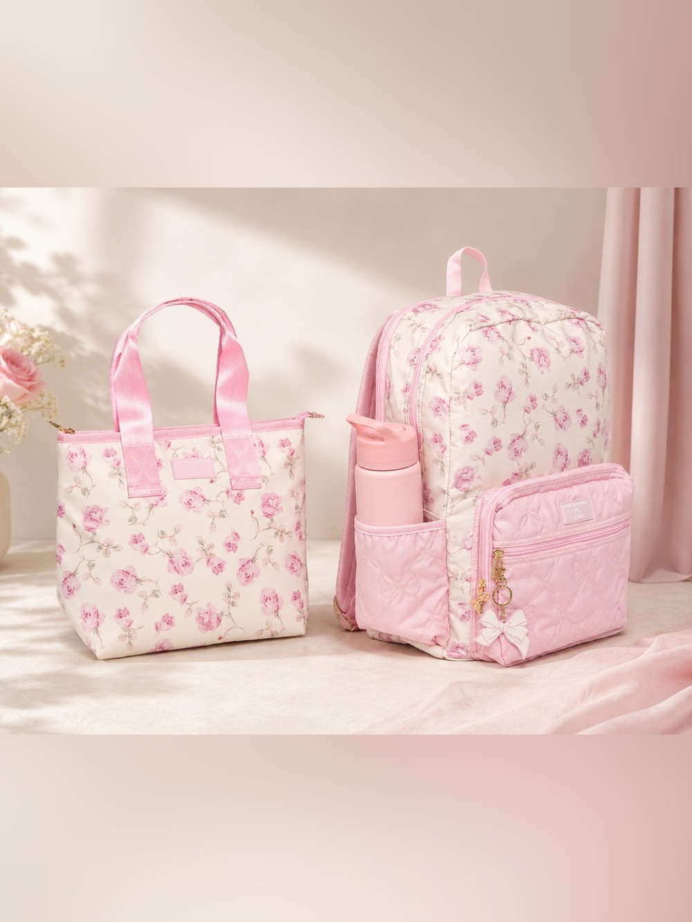 LoveShackFancy x Target Ribbon Rosa Floral Backpack & Lunch Bag Sterling Dusk